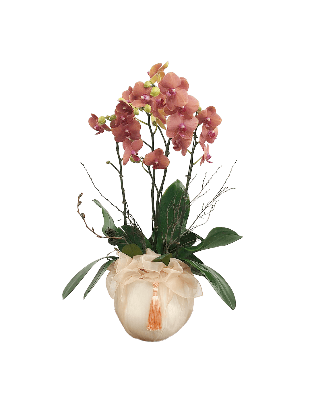 호접 오렌지(4대)-줄무늬 화이트+주황 보자기